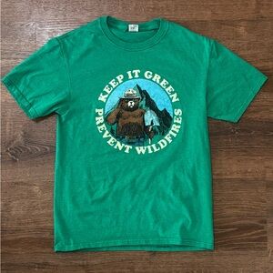 Smokey the Bear Prevent Wildfires Green Unisex T-Shirt Size S